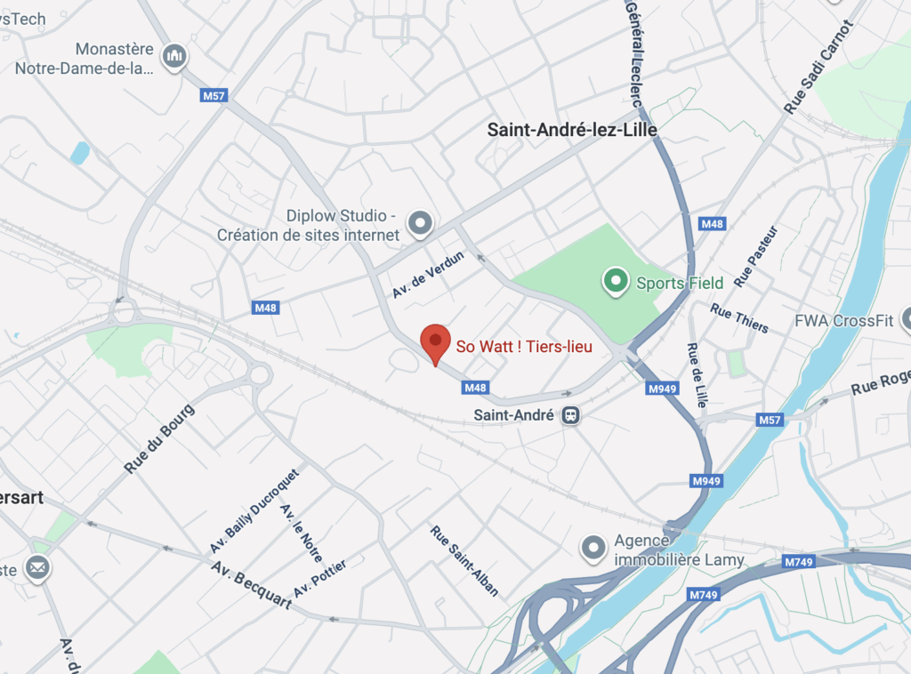Localisation du tiers lieu So Watt ! et de l'atelier L’Artorium sur Google Maps