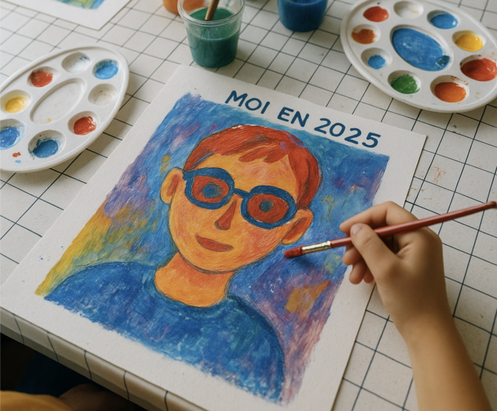 Atelier enfant peinture autoportrait 2025